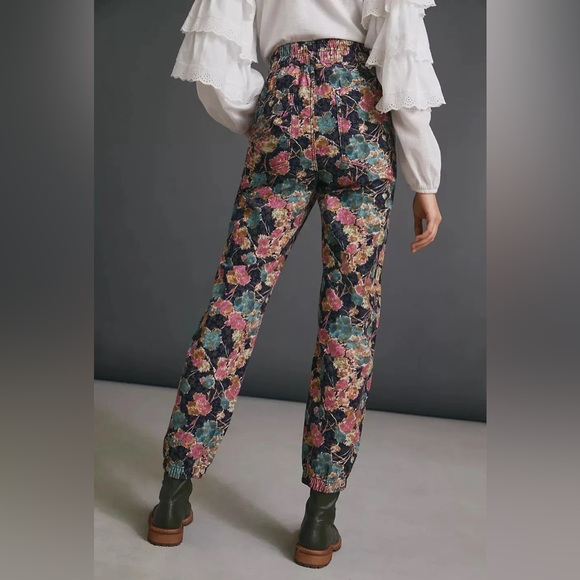 Anisa Floral Cargo Boho Peasant Hipster Hippie Art Farm Corduroy Jogger Pants - Picture 2 of 8